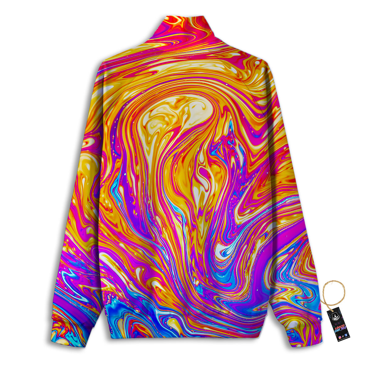 Abstract Orange Psychedelic Print Track Jacket-grizzshop