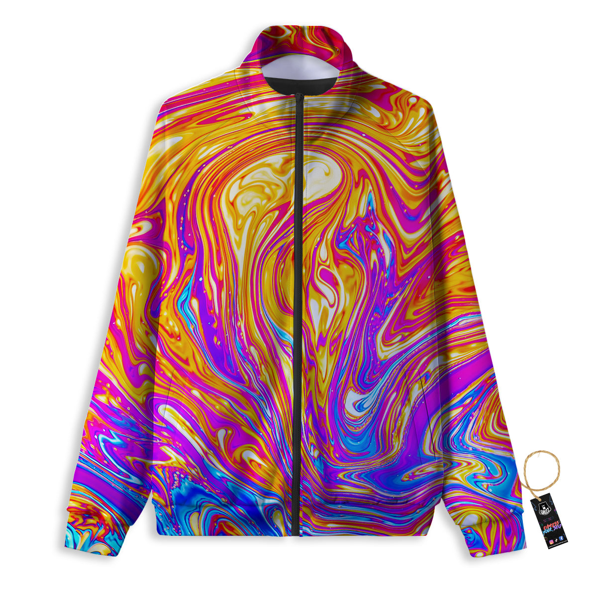 Abstract Orange Psychedelic Print Track Jacket-grizzshop
