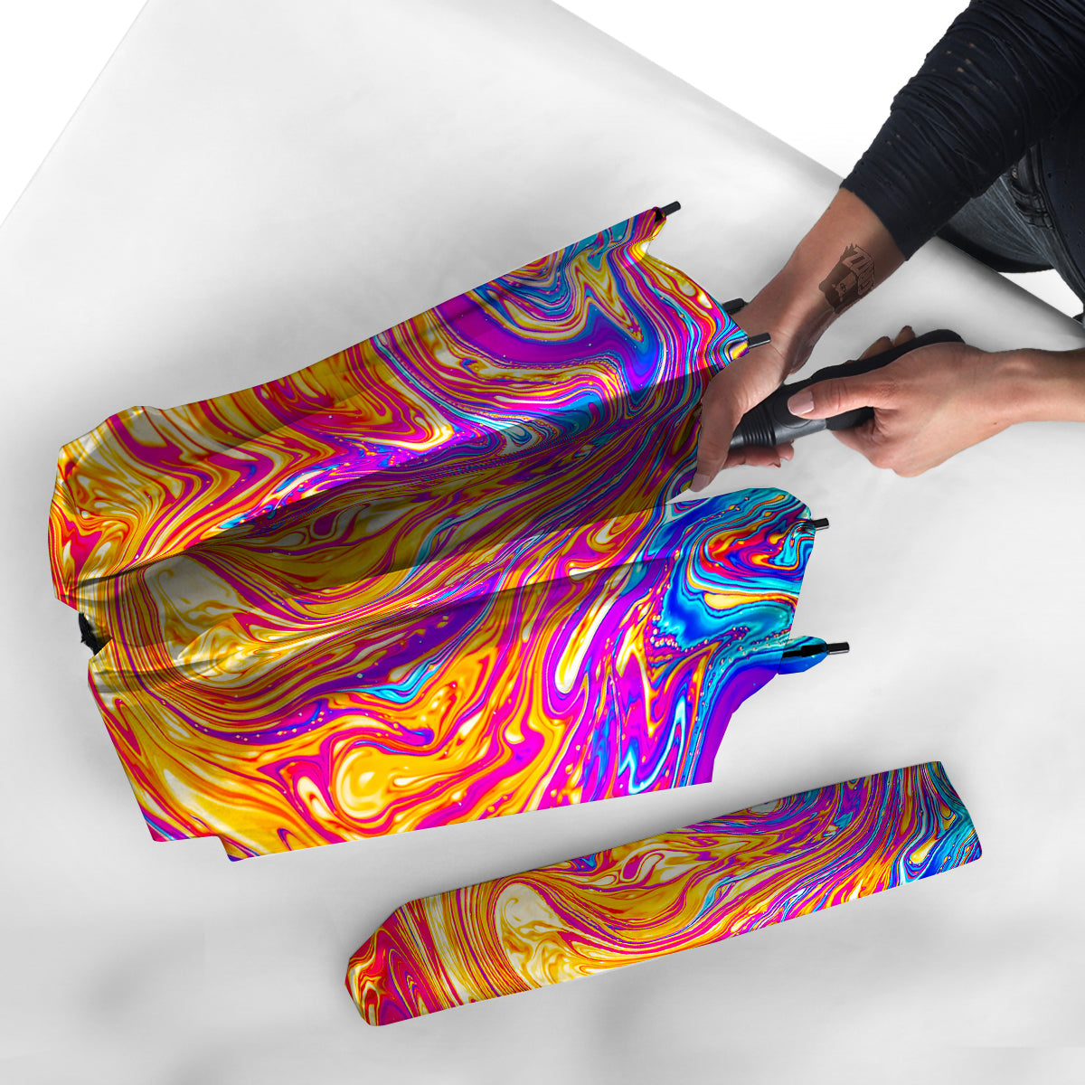 Abstract Orange Psychedelic Print Umbrella-grizzshop