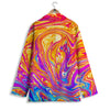 Abstract Orange Psychedelic Print Women's Blazer-grizzshop