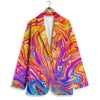 Abstract Orange Psychedelic Print Women's Blazer-grizzshop