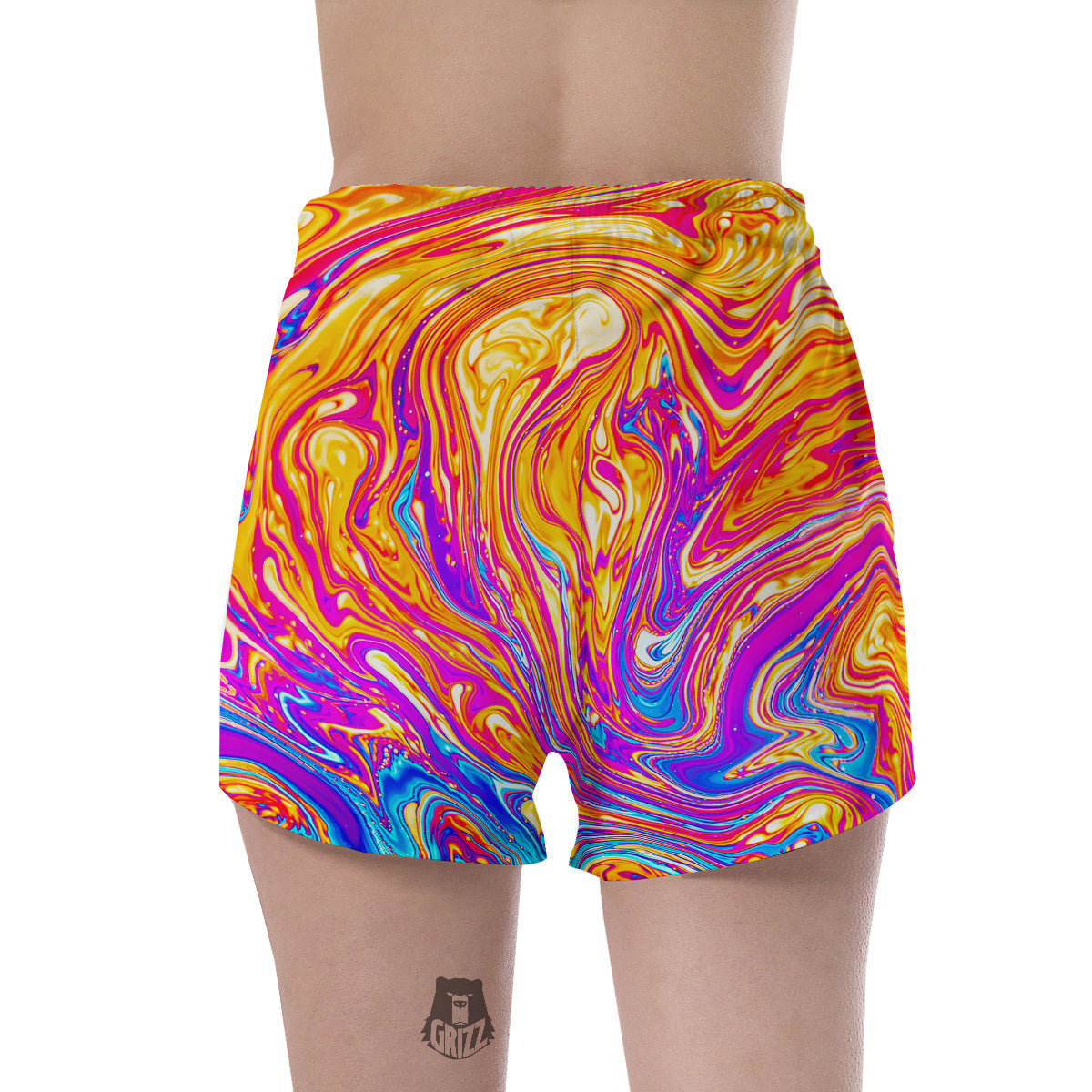 Abstract Orange Psychedelic Print Women's Shorts-grizzshop