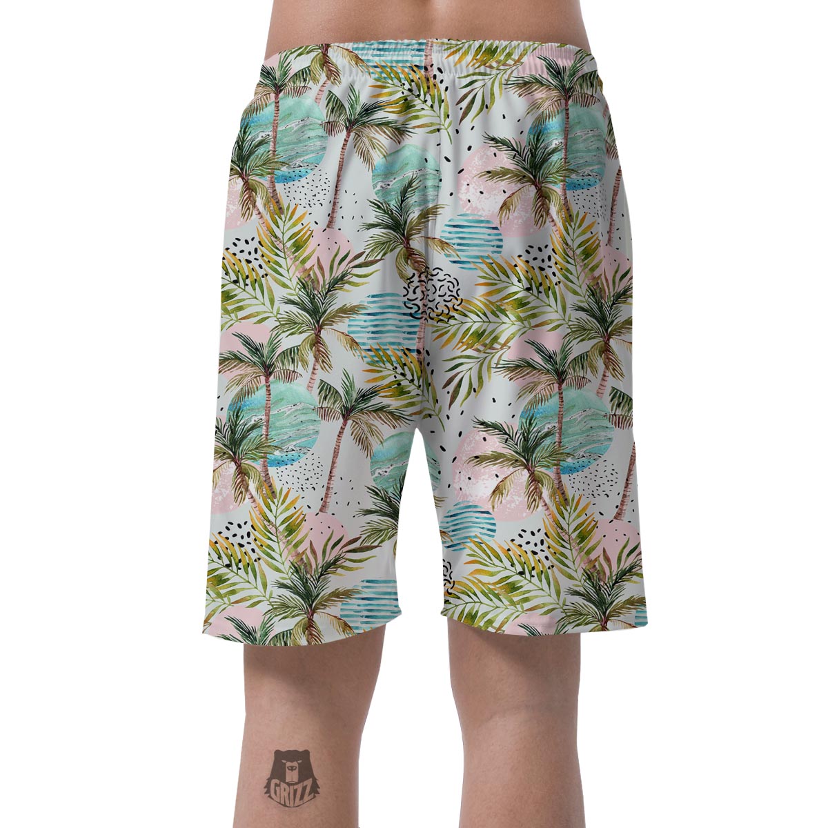 Abstract Palm Tree Hawaiian Print Men's Shorts-grizzshop