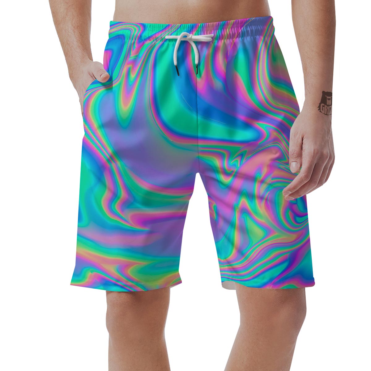 Abstract Pastel Holographic Men's Shorts-grizzshop