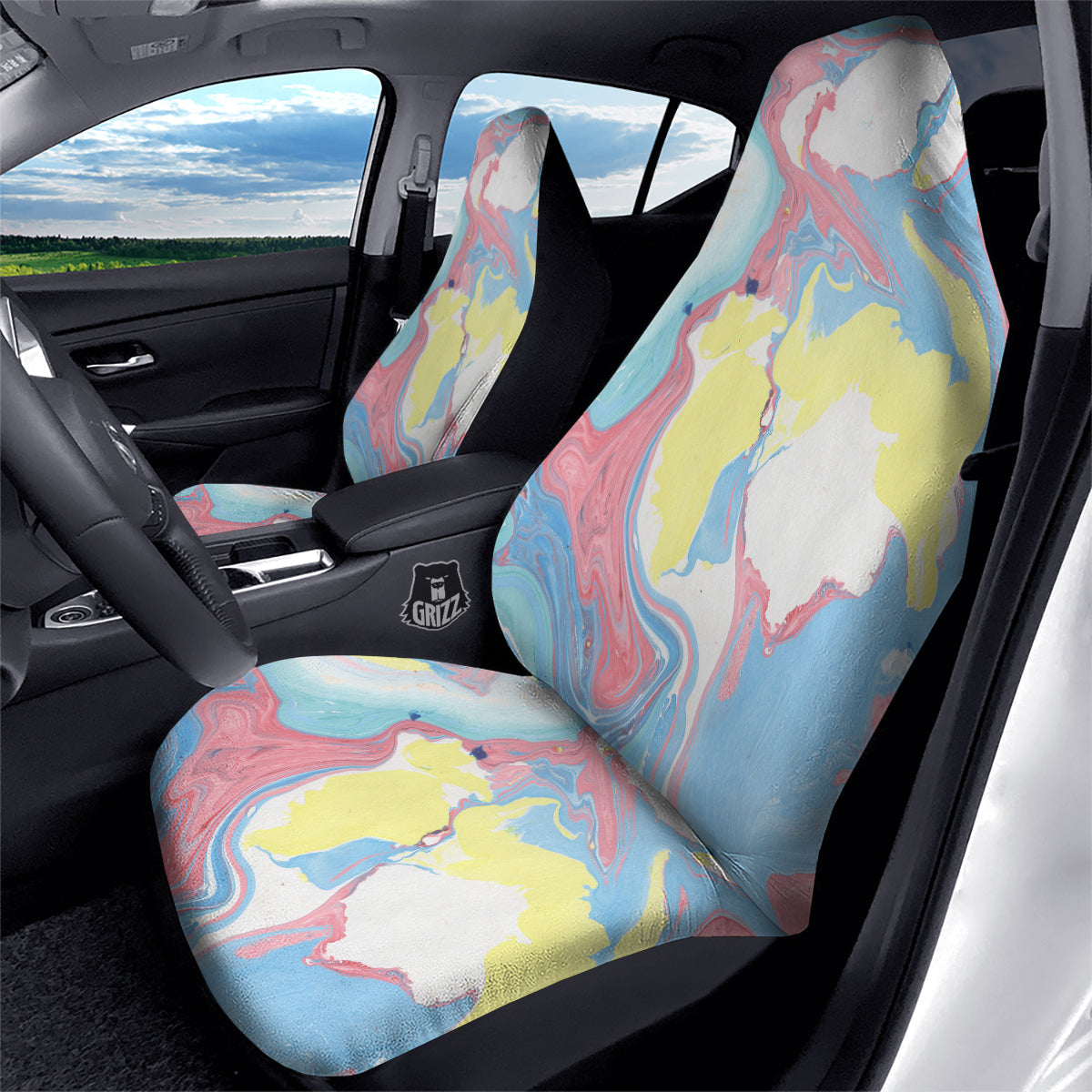 Abstract Pastel Texture Marble Print Car Seat Covers-grizzshop