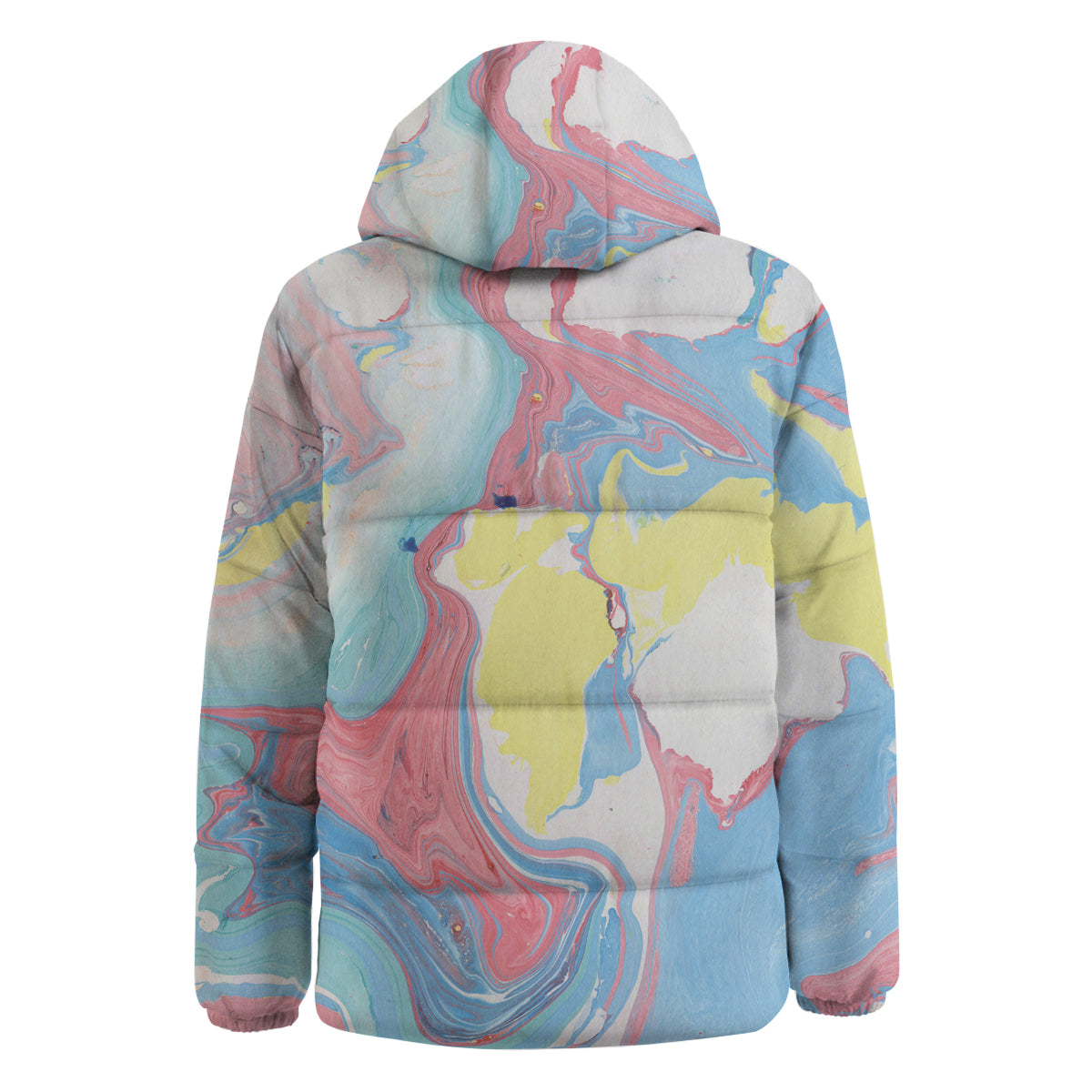 Abstract Pastel Texture Marble Print Down Jacket-grizzshop