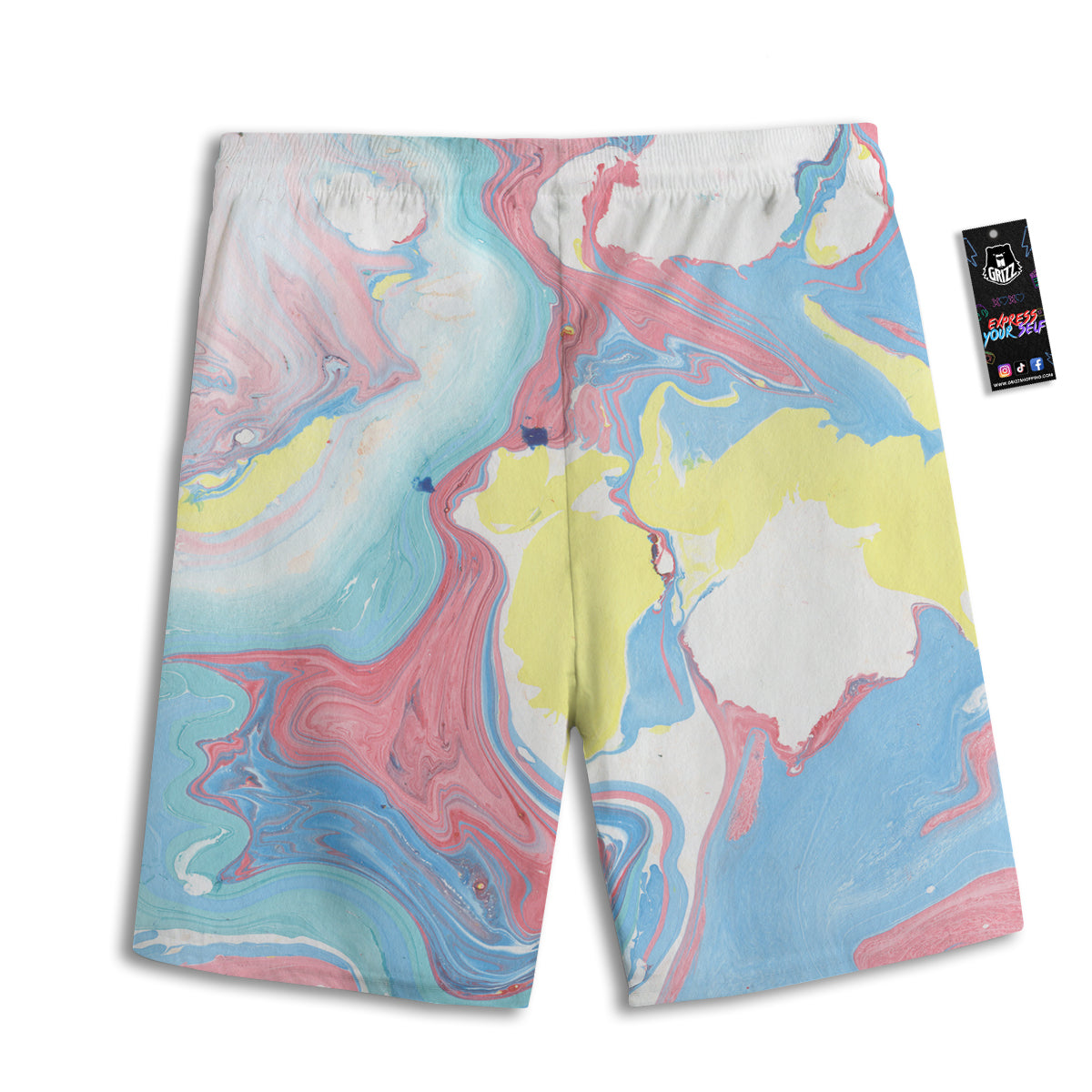 Abstract Pastel Texture Marble Print Men's Athletic Shorts