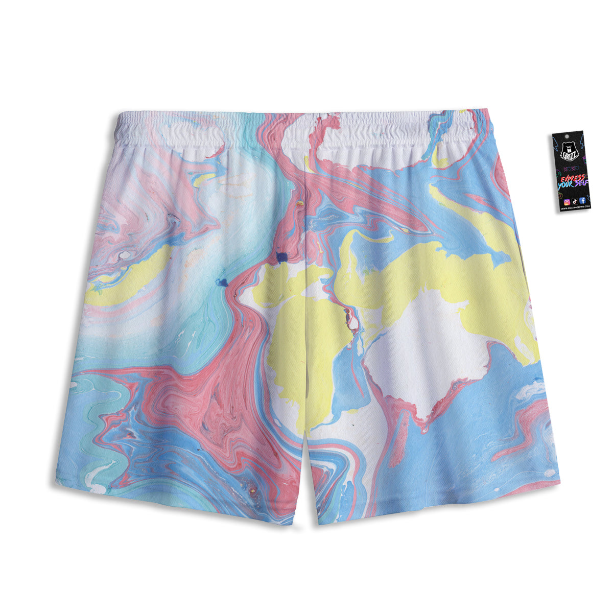 Artwork Glitter Gold Print Mesh Shorts
