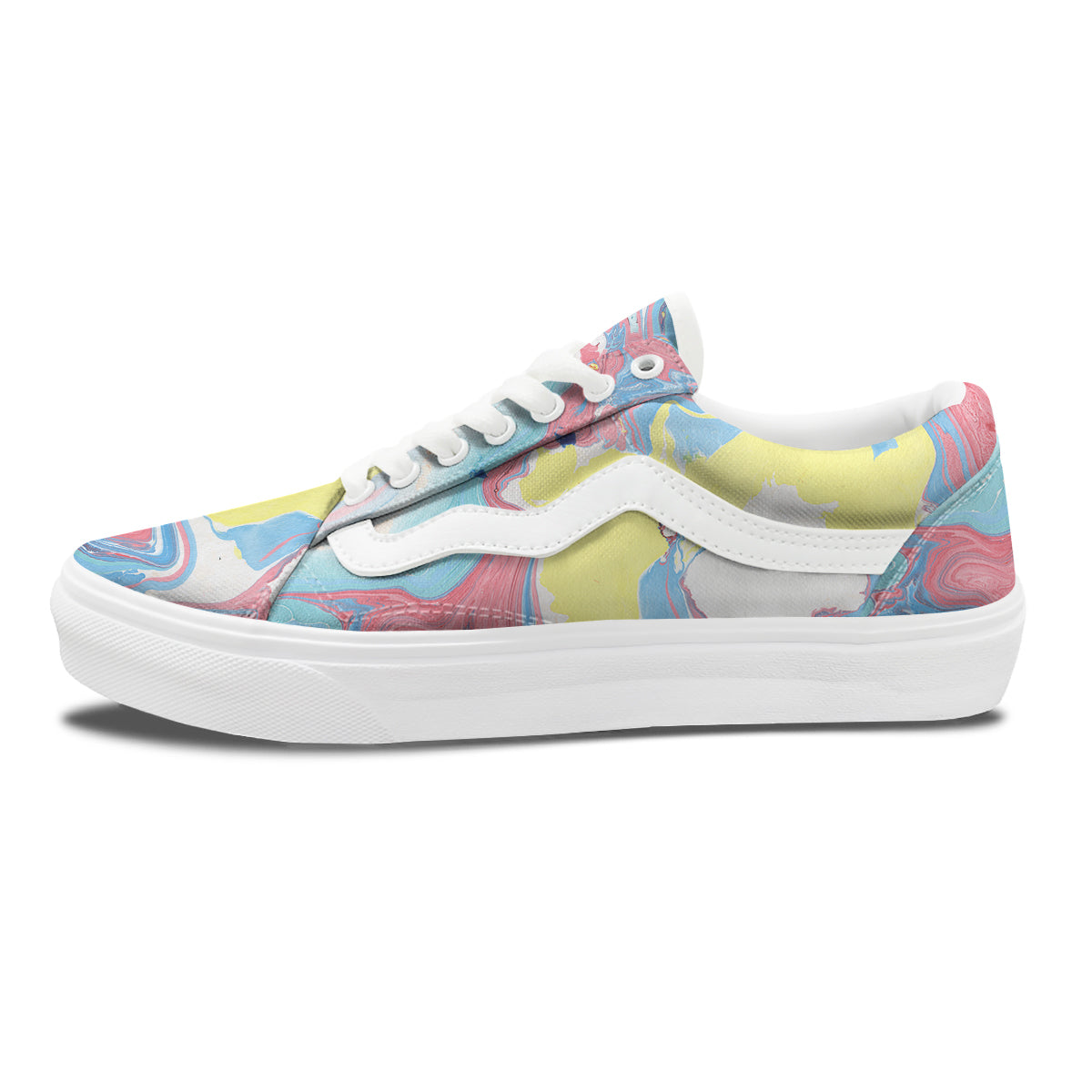 Abstract Pastel Texture Marble Print Skate Shoes-grizzshop