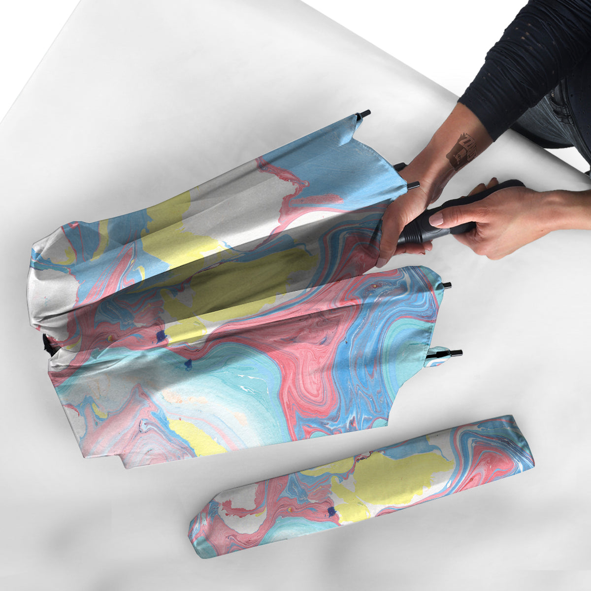 Abstract Pastel Texture Marble Print Umbrella-grizzshop