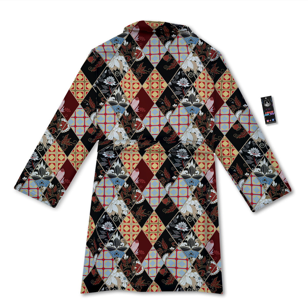 Abstract Patchwork Floral Print Pattern Bathrobe-grizzshop