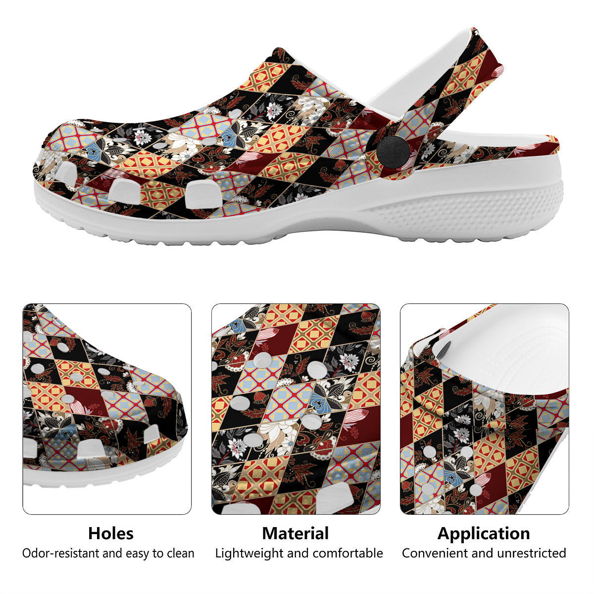 Abstract Patchwork Floral Print Pattern Clog-grizzshop