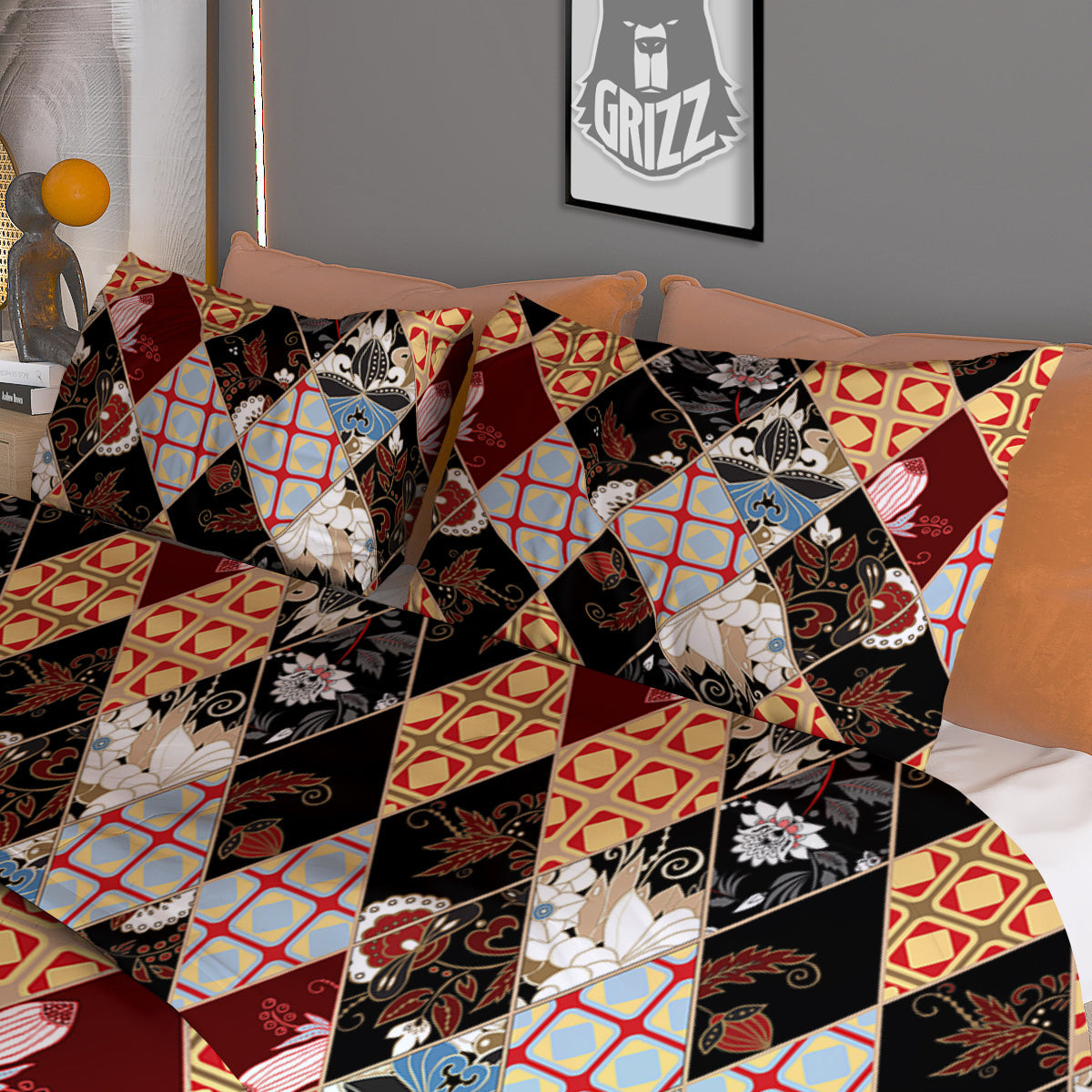 Abstract Patchwork Floral Print Pattern Duvet Cover Bedding Set