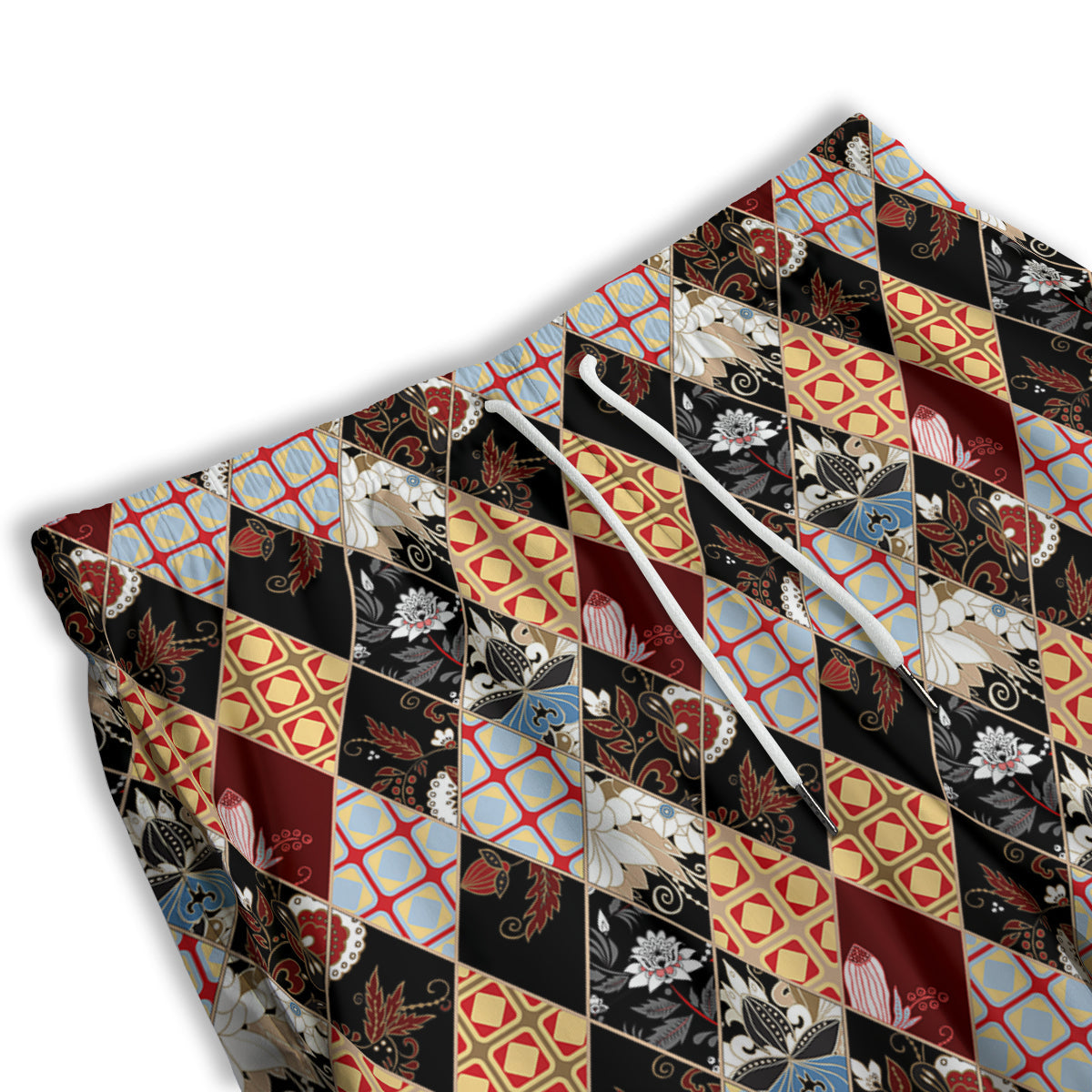Abstract Patchwork Floral Print Pattern Men's Athletic Shorts