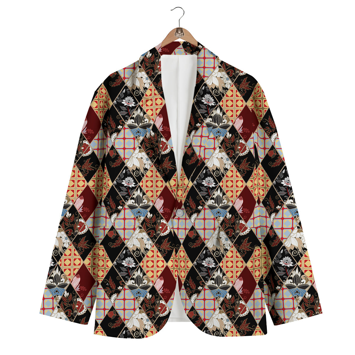 Abstract Patchwork Floral Print Pattern Men's Blazer-grizzshop