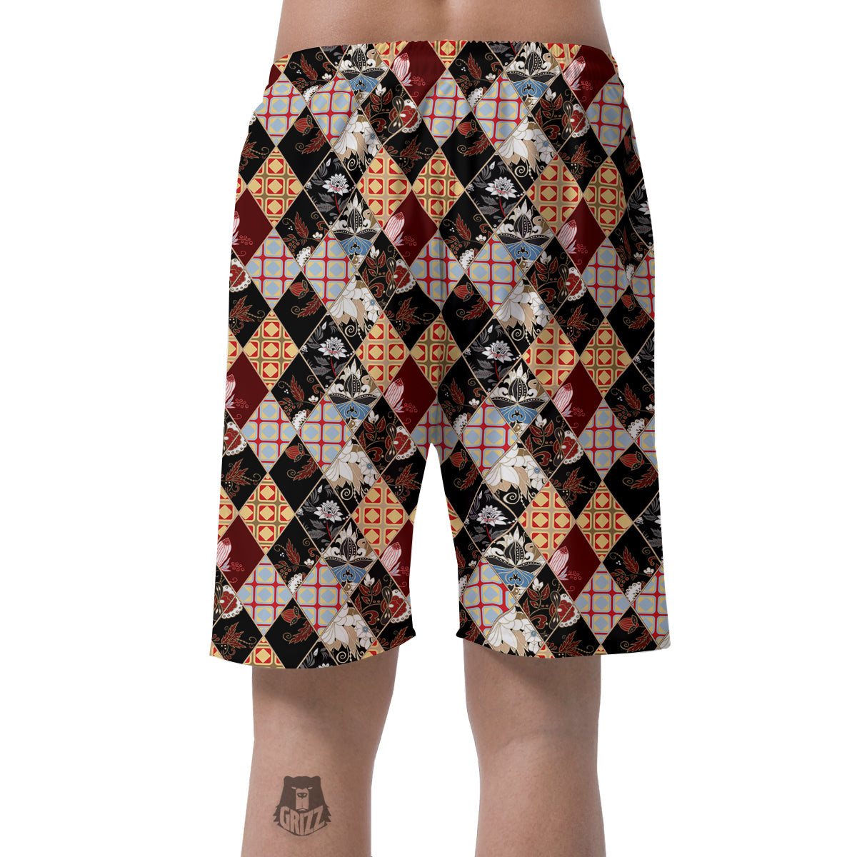 Abstract Patchwork Floral Print Pattern Men's Shorts-grizzshop