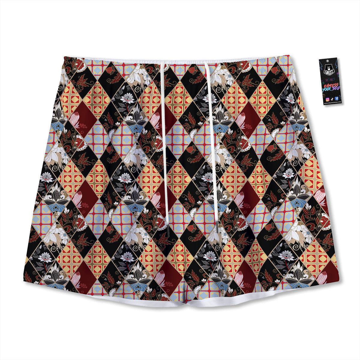 Alien UFO Green Cute Print Mesh Shorts