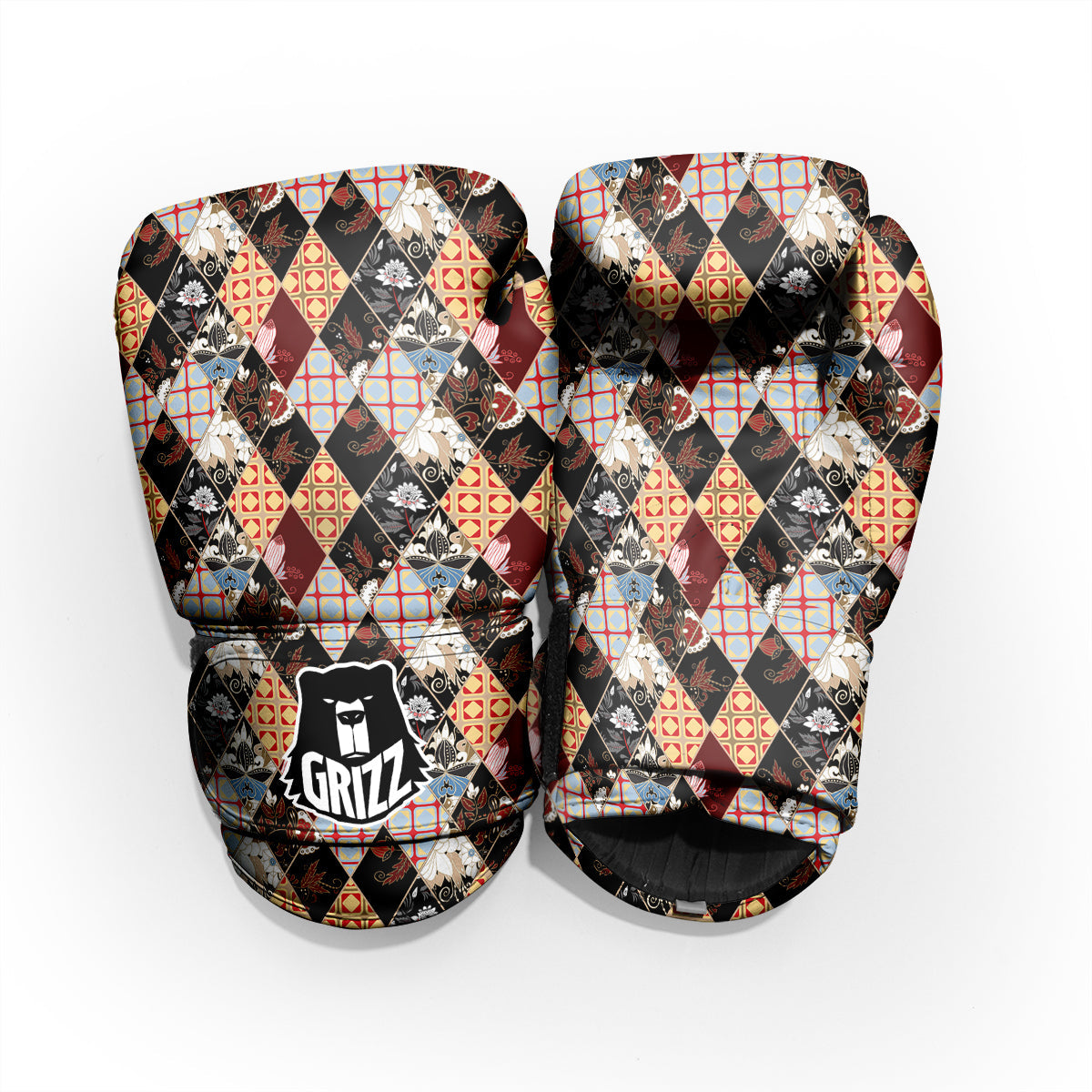Abstract Patchwork Floral Print Pattern Pro Boxing Glove