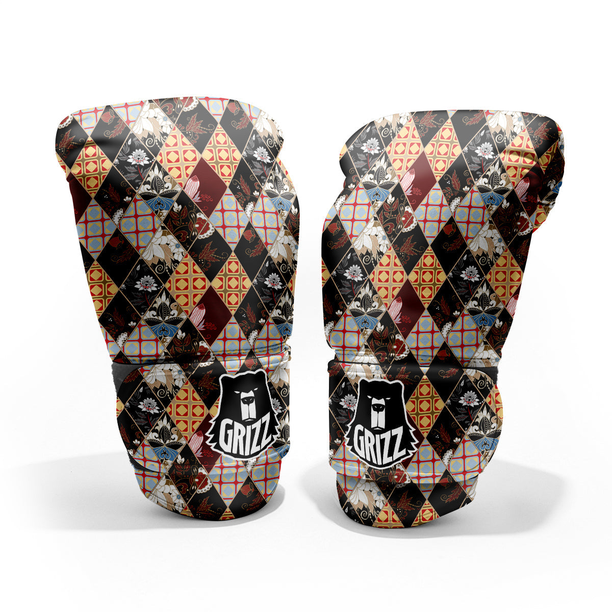 Abstract Patchwork Floral Print Pattern Pro Boxing Glove