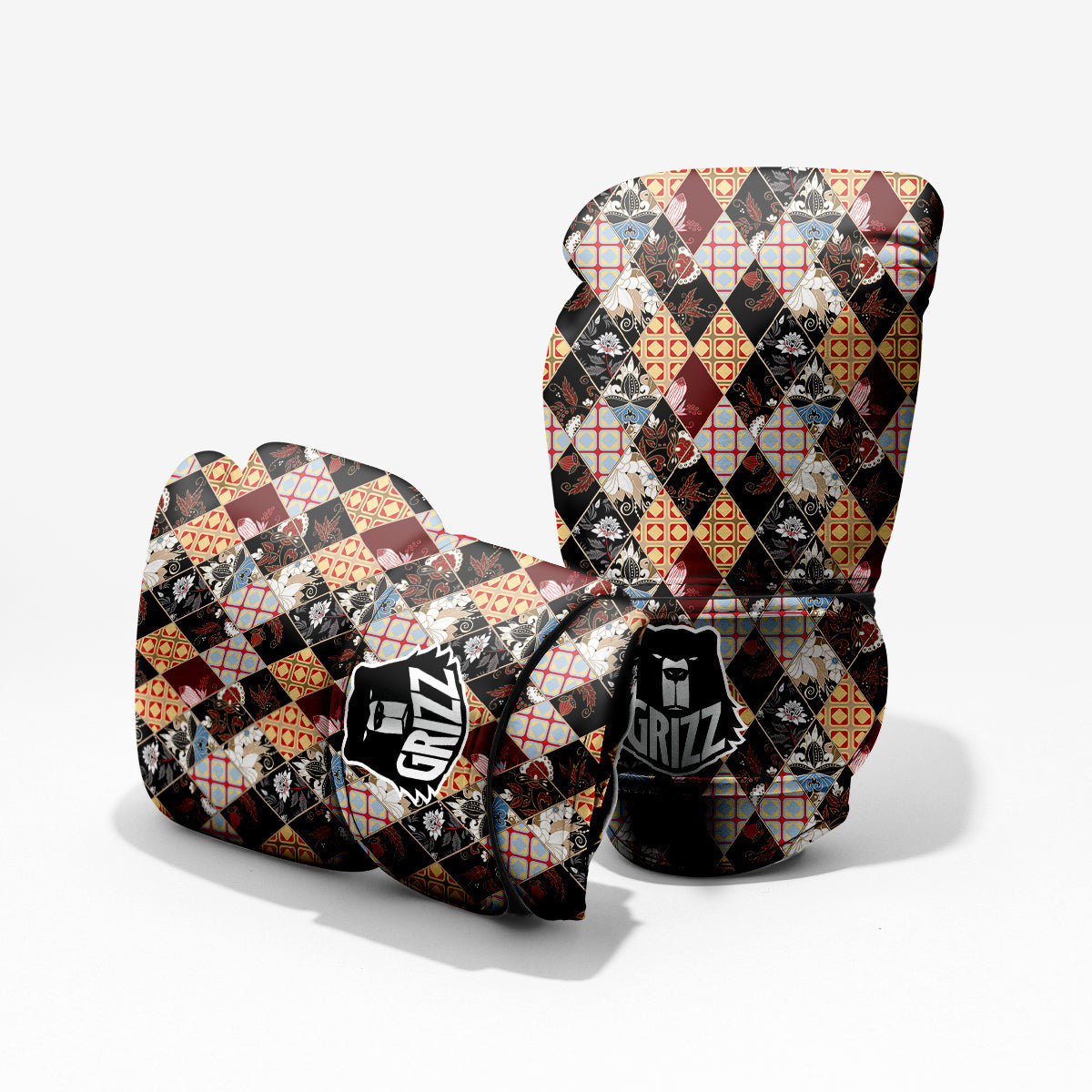 Abstract Patchwork Floral Print Pattern Pro Boxing Glove