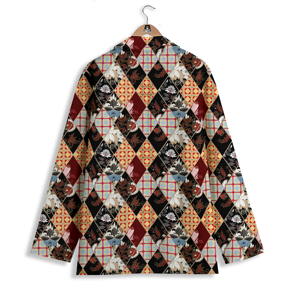 Abstract Patchwork Floral Print Pattern Women's Blazer-grizzshop