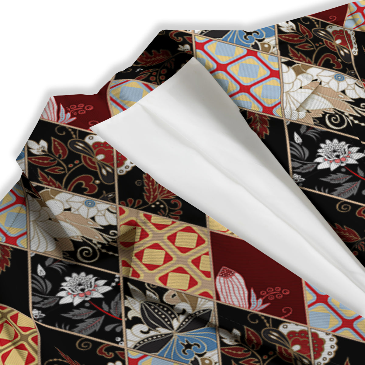 Abstract Patchwork Floral Print Pattern Women's Blazer-grizzshop