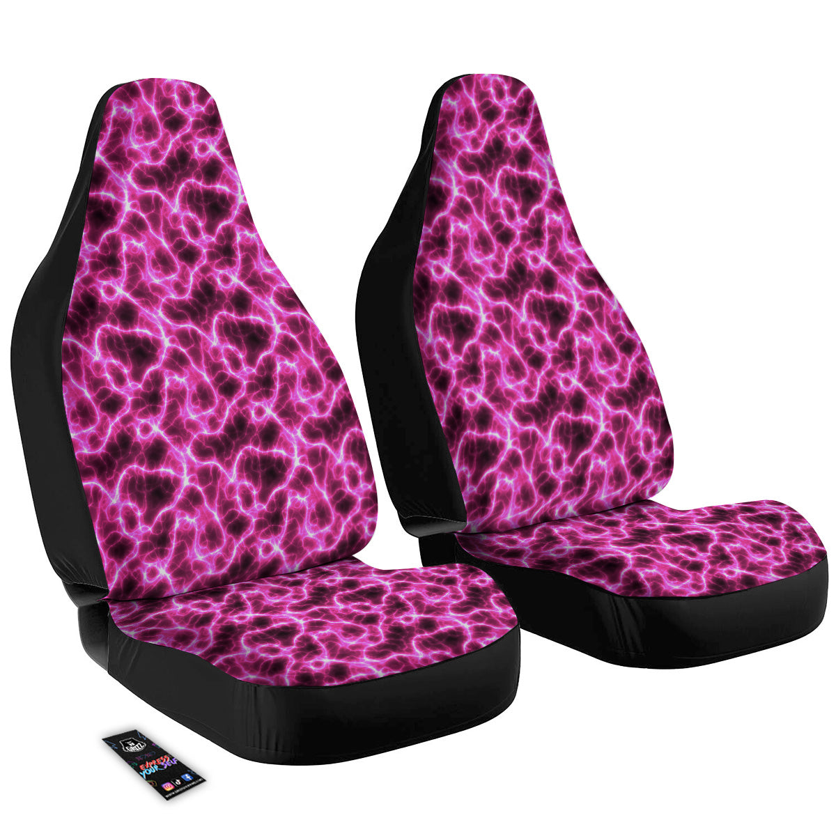 Abstract Pink Electrical Sparks Print Pattern Car Seat Covers-grizzshop