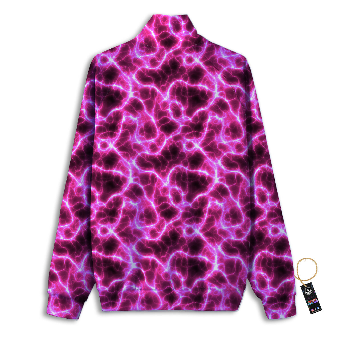 Abstract Pink Electrical Sparks Print Pattern Track Jacket-grizzshop
