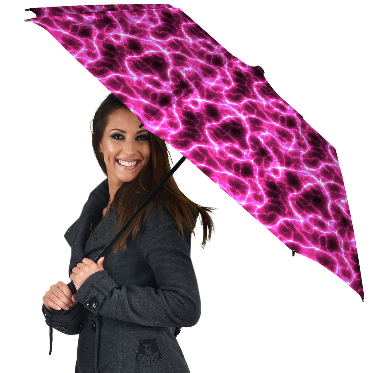 Abstract Pink Electrical Sparks Print Pattern Umbrella-grizzshop