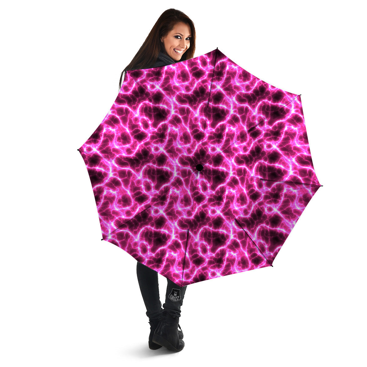 Abstract Pink Electrical Sparks Print Pattern Umbrella-grizzshop