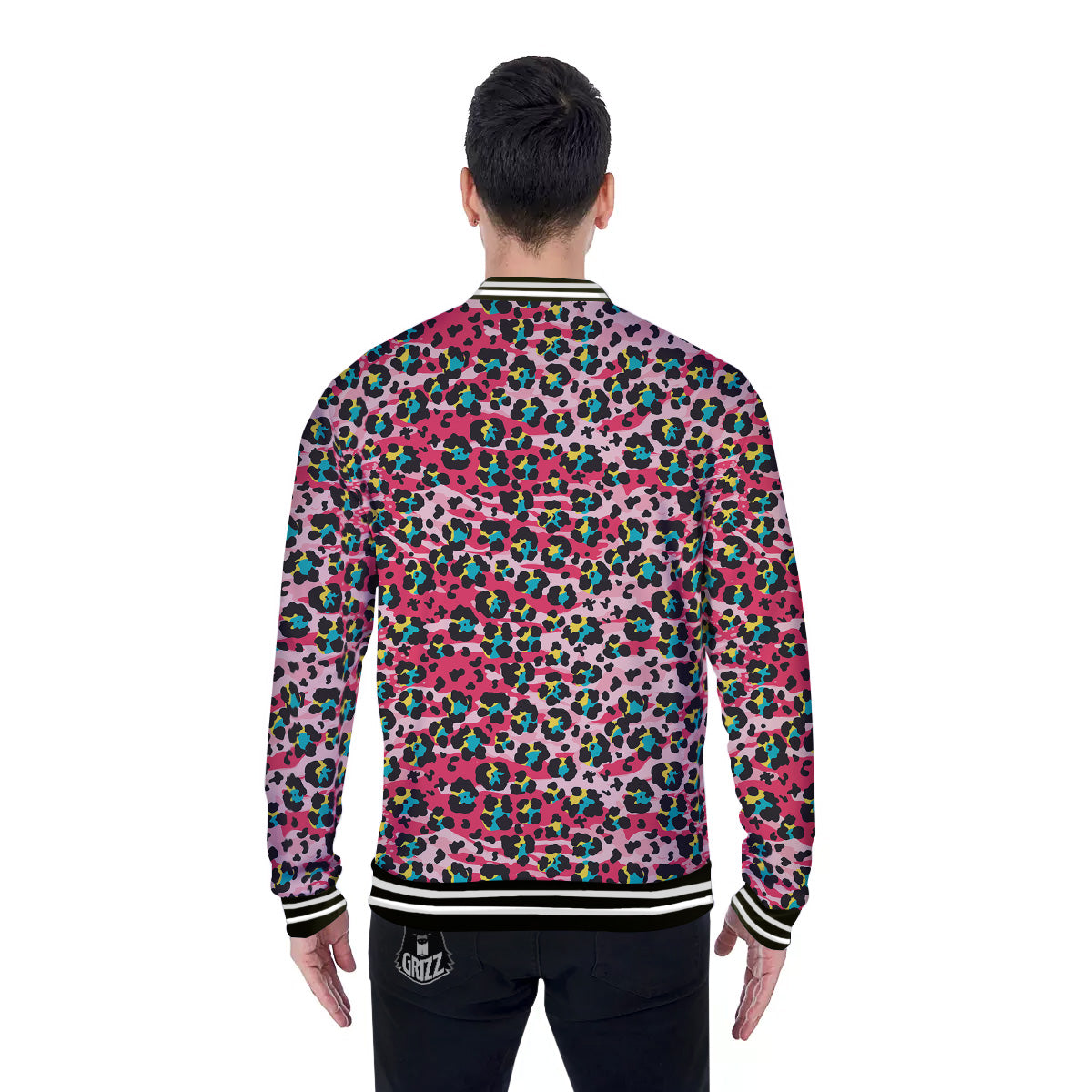 Abstract Pink Leopard Skin Print Pattern Baseball Jacket-grizzshop