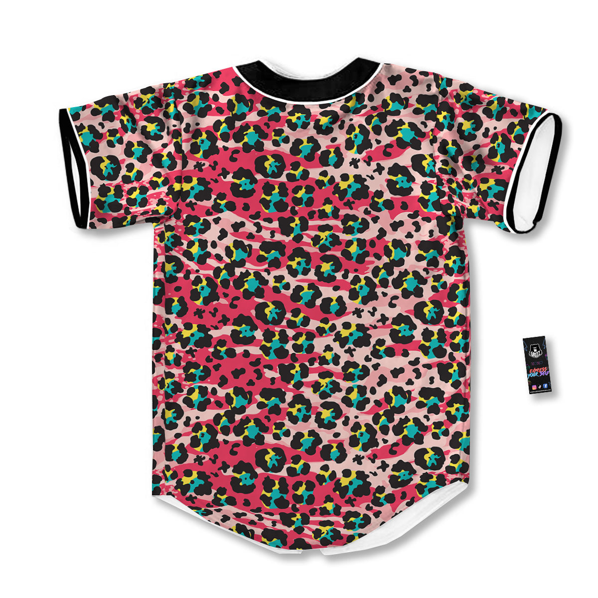 Abstract Pink Leopard Skin Print Pattern Baseball Jersey-grizzshop