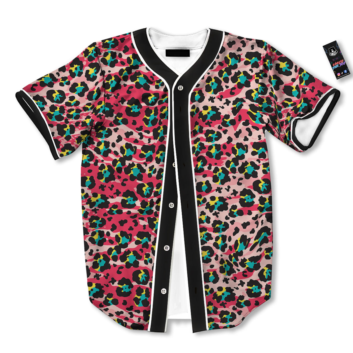 Abstract Pink Leopard Skin Print Pattern Baseball Jersey-grizzshop