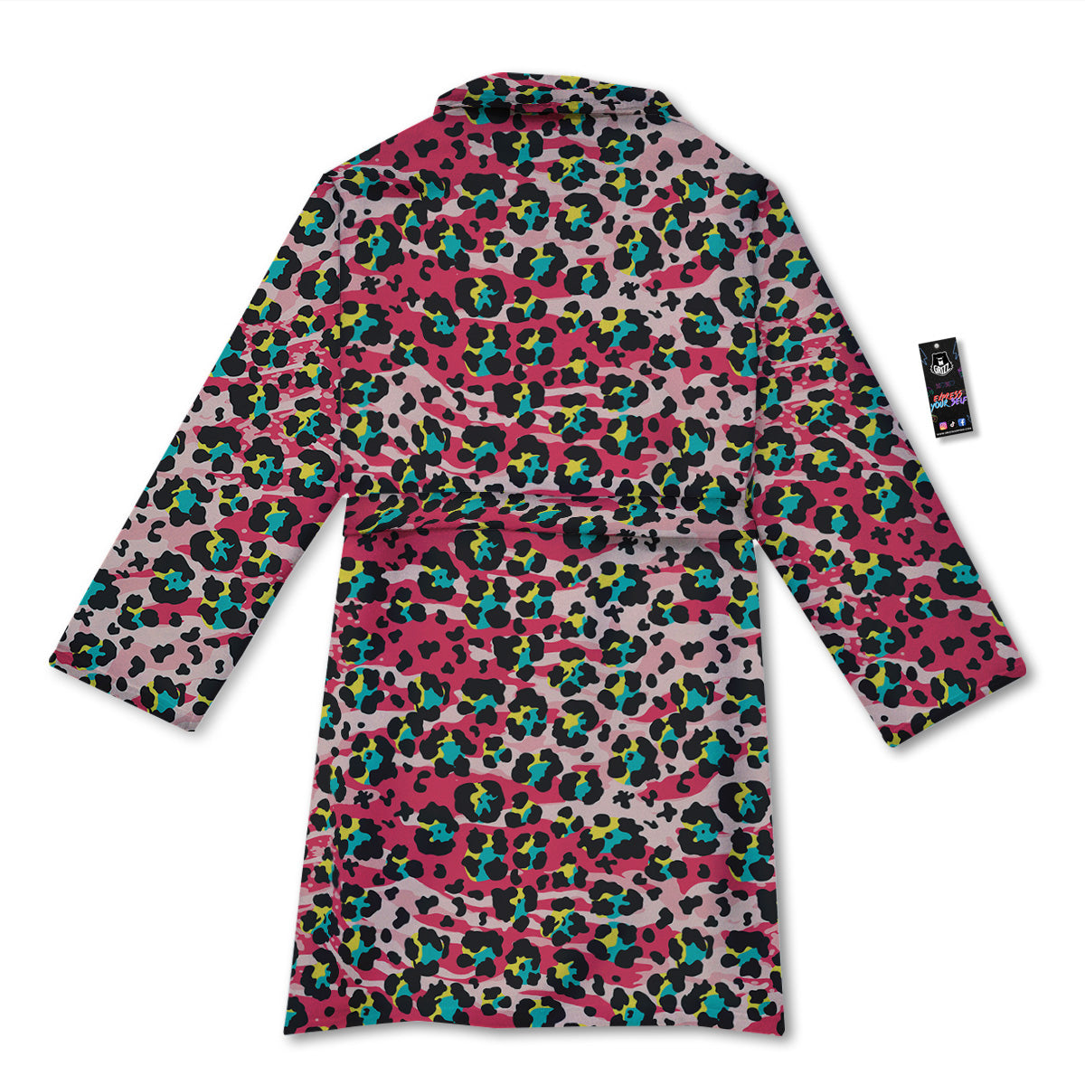 Abstract Pink Leopard Skin Print Pattern Bathrobe-grizzshop