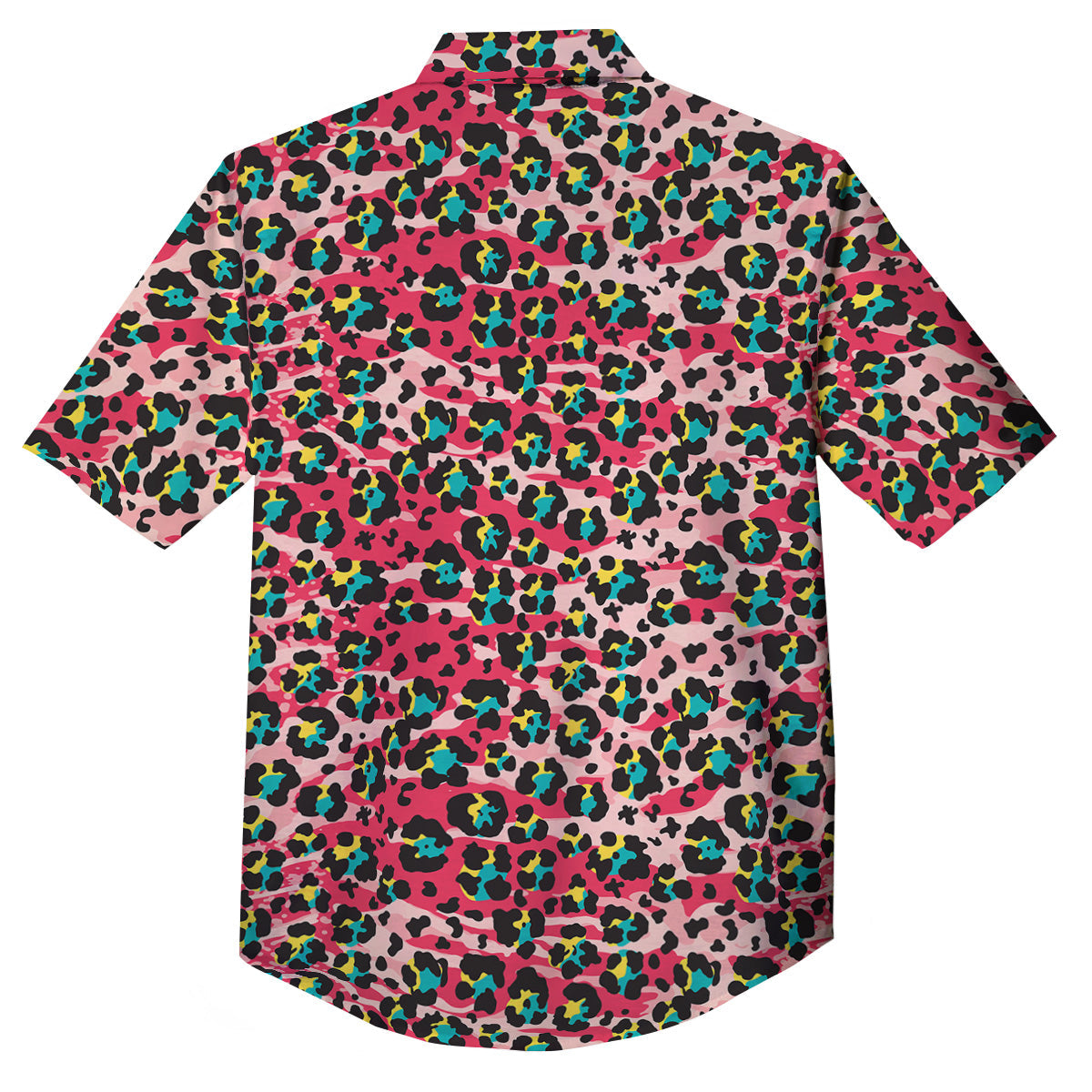 Abstract Pink Leopard Skin Print Pattern Button Up Shirt-grizzshop