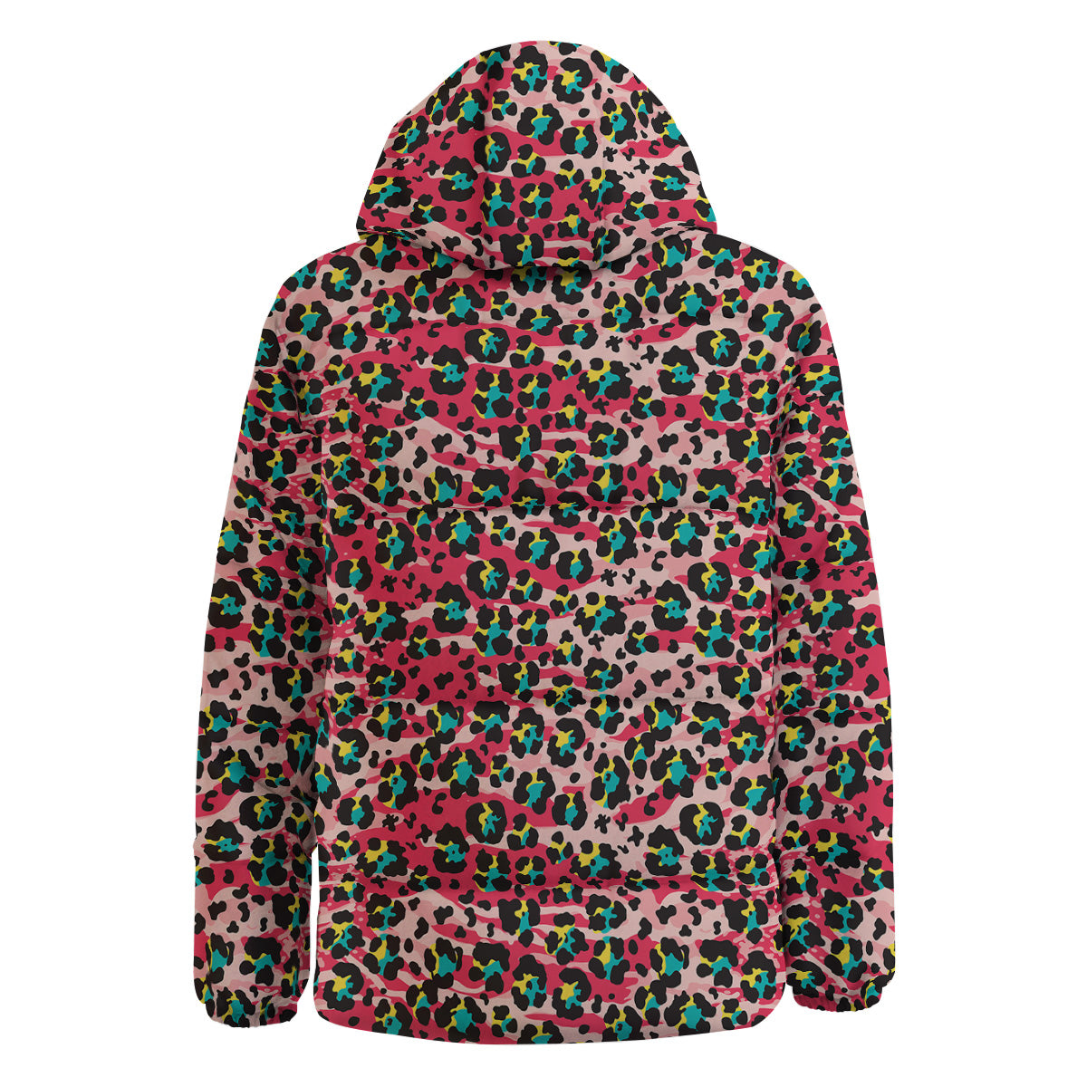 Abstract Pink Leopard Skin Print Pattern Down Jacket-grizzshop