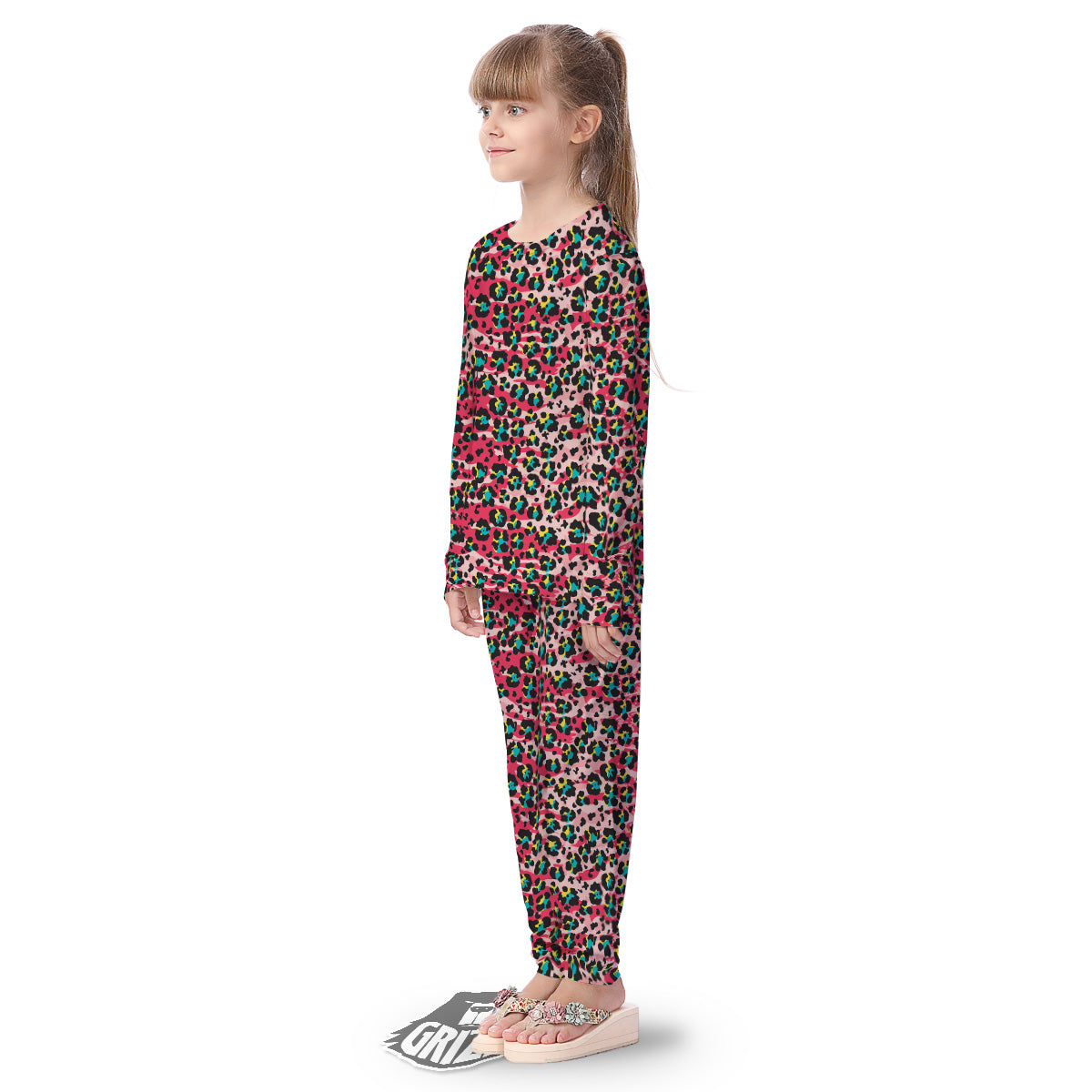 Abstract Pink Leopard Skin Print Pattern Kid's Pajamas-grizzshop