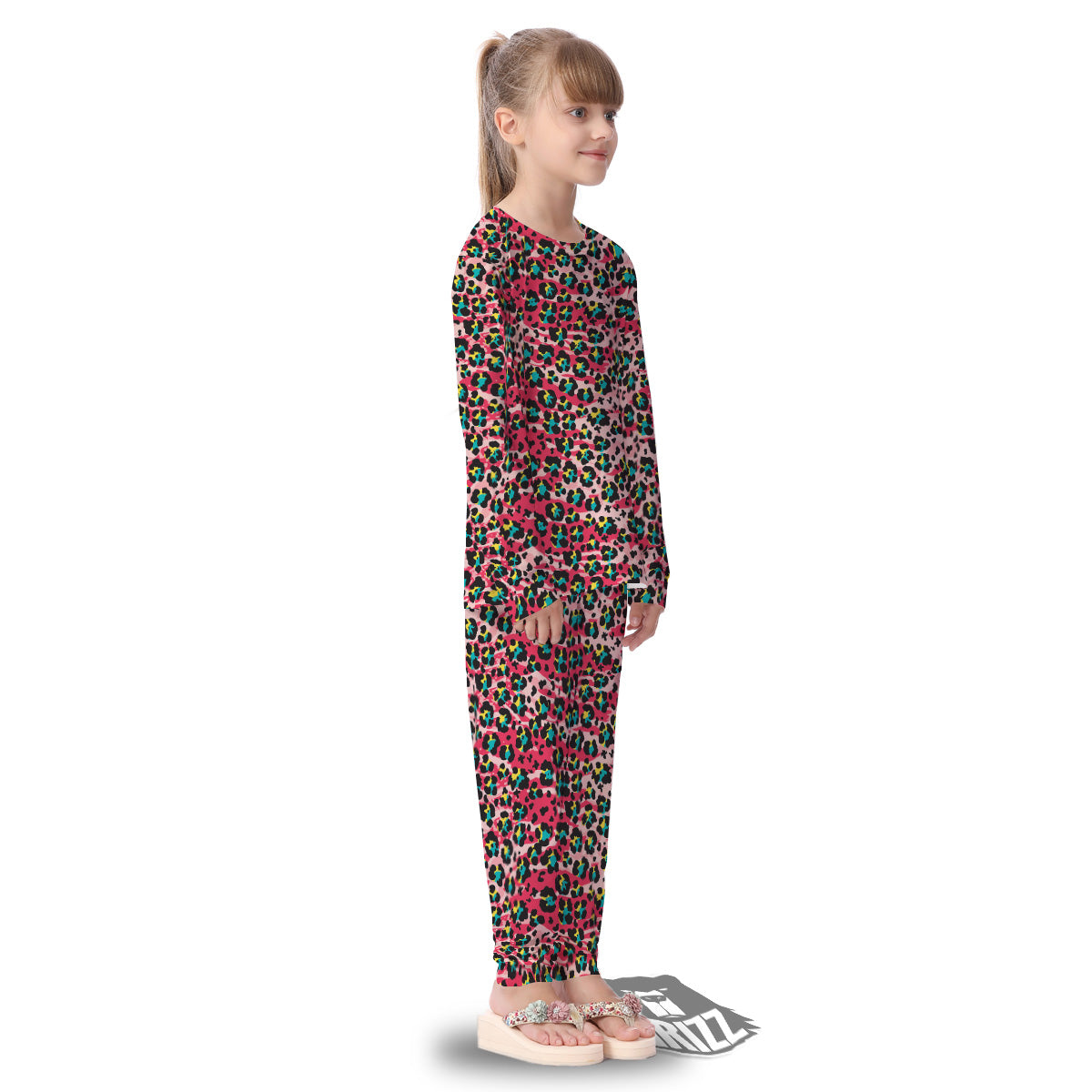 Abstract Pink Leopard Skin Print Pattern Kid's Pajamas-grizzshop