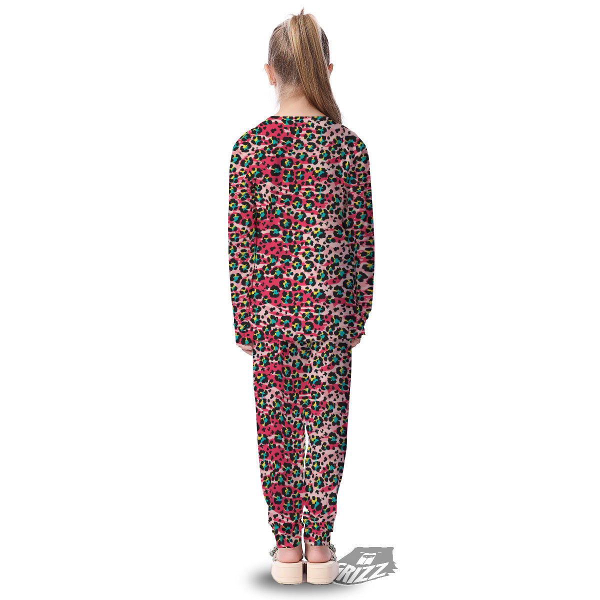 Abstract Pink Leopard Skin Print Pattern Kid's Pajamas-grizzshop