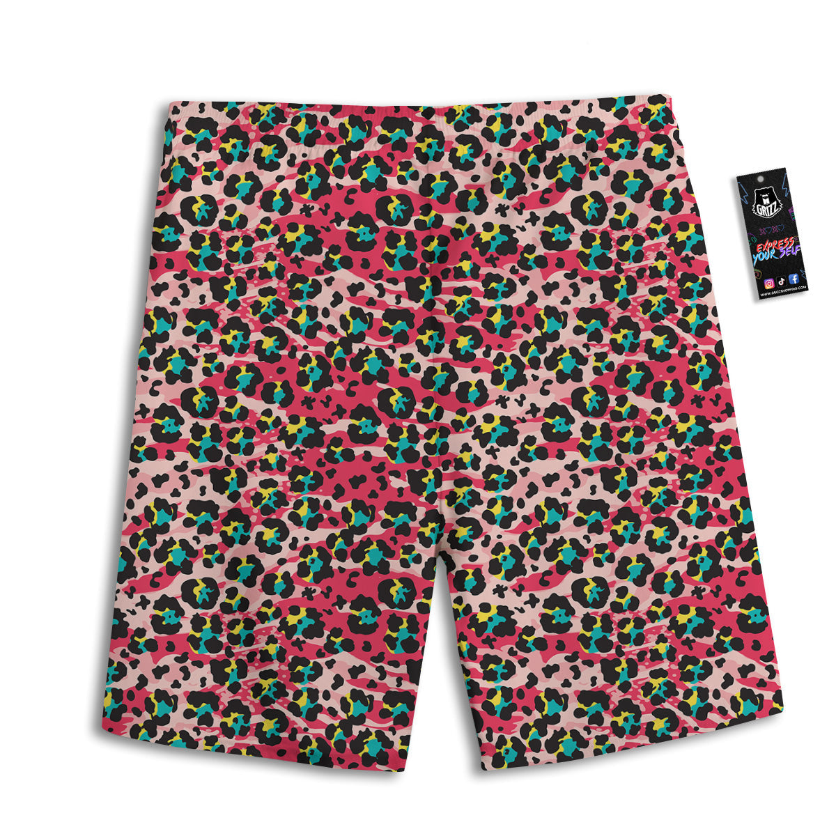 Abstract Pink Leopard Skin Print Pattern Men's Athletic Shorts