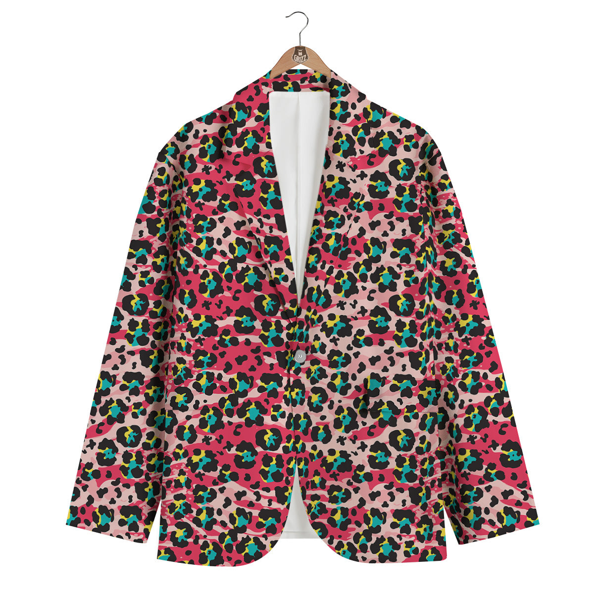 Abstract Pink Leopard Skin Print Pattern Men's Blazer-grizzshop