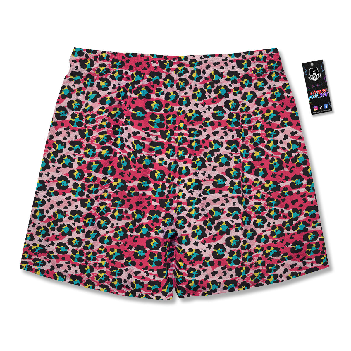 Abstract Pink Leopard Skin Print Pattern Men's Running Shorts-grizzshop