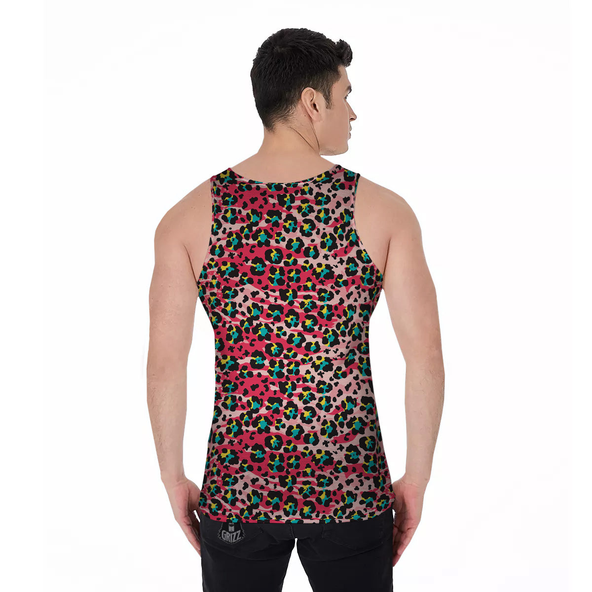 Abstract Pink Leopard Skin Print Pattern Men's Tank Top-grizzshop