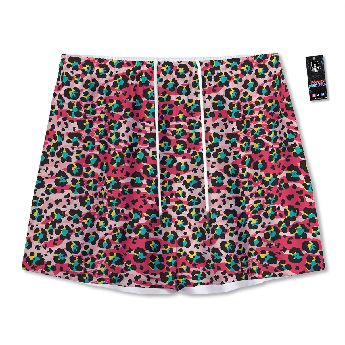 Astronaut Skull Digital Glitch Print Mesh Shorts