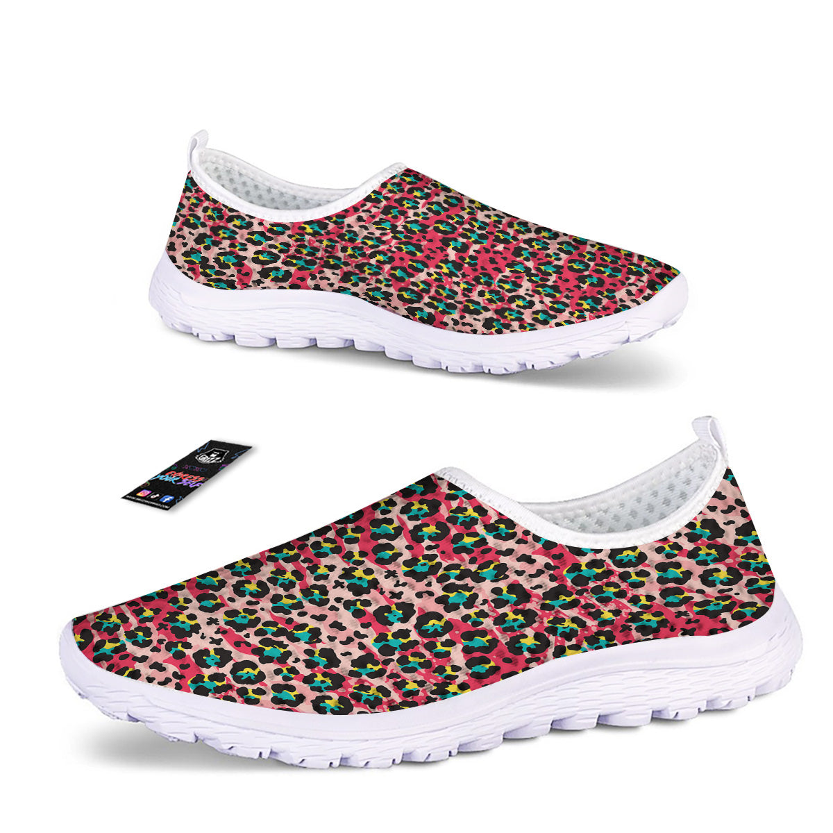 Abstract Pink Leopard Skin Print Pattern Nurse Shoes-grizzshop