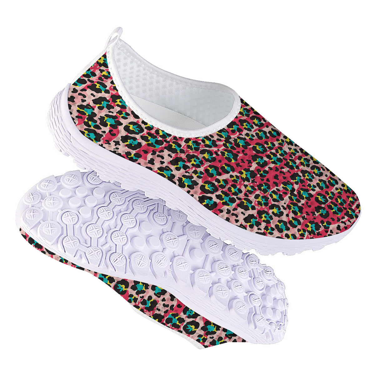 Abstract Pink Leopard Skin Print Pattern Nurse Shoes-grizzshop