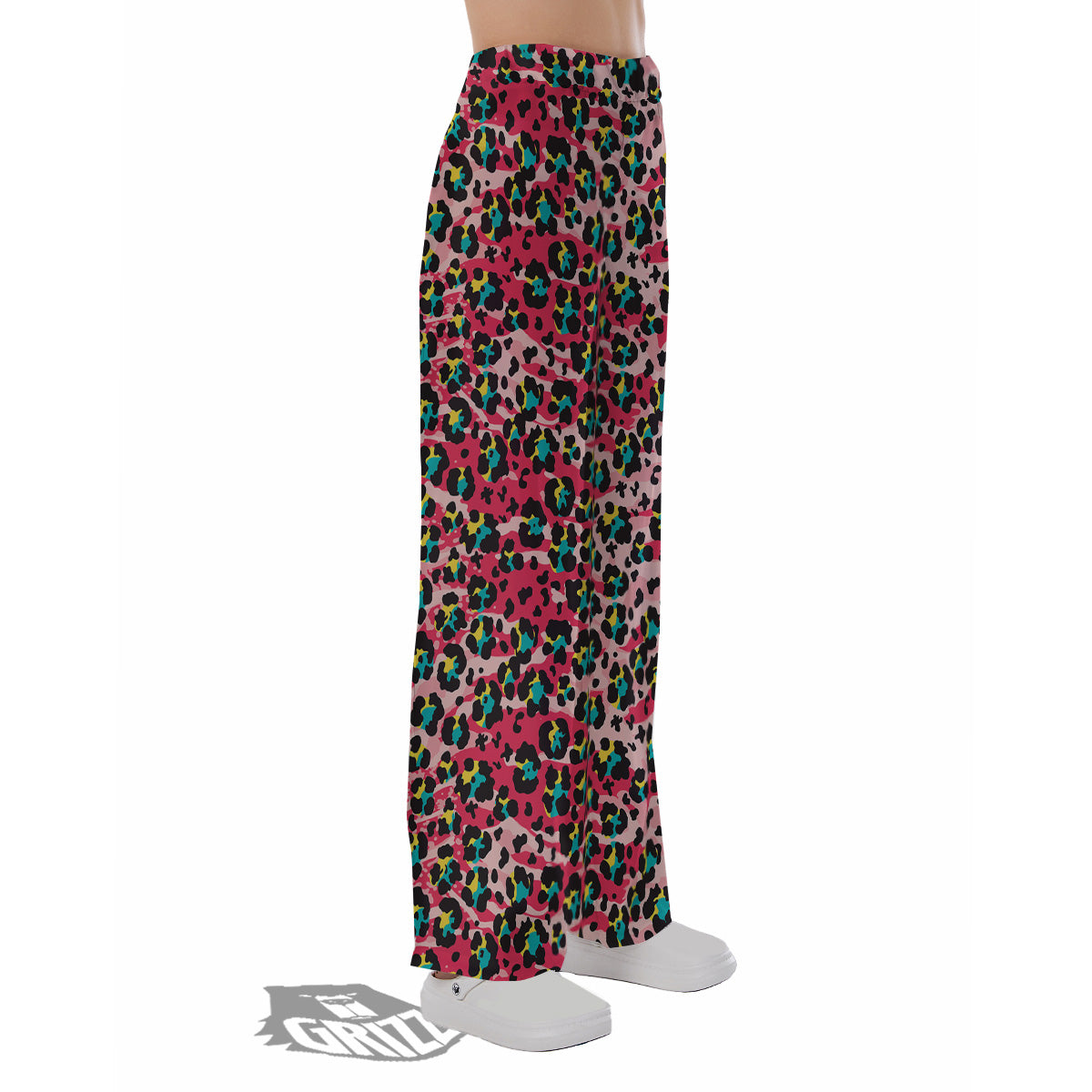 Abstract Pink Leopard Skin Print Pattern Pajama Pants-grizzshop