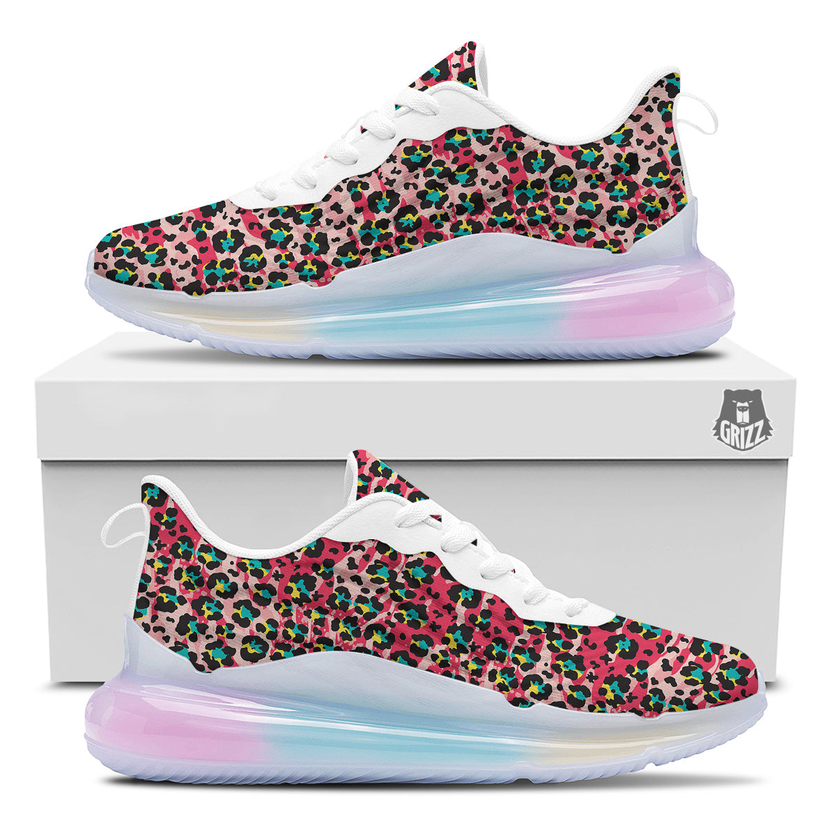 Abstract Pink Leopard Skin Print Pattern Running Sneakers-grizzshop