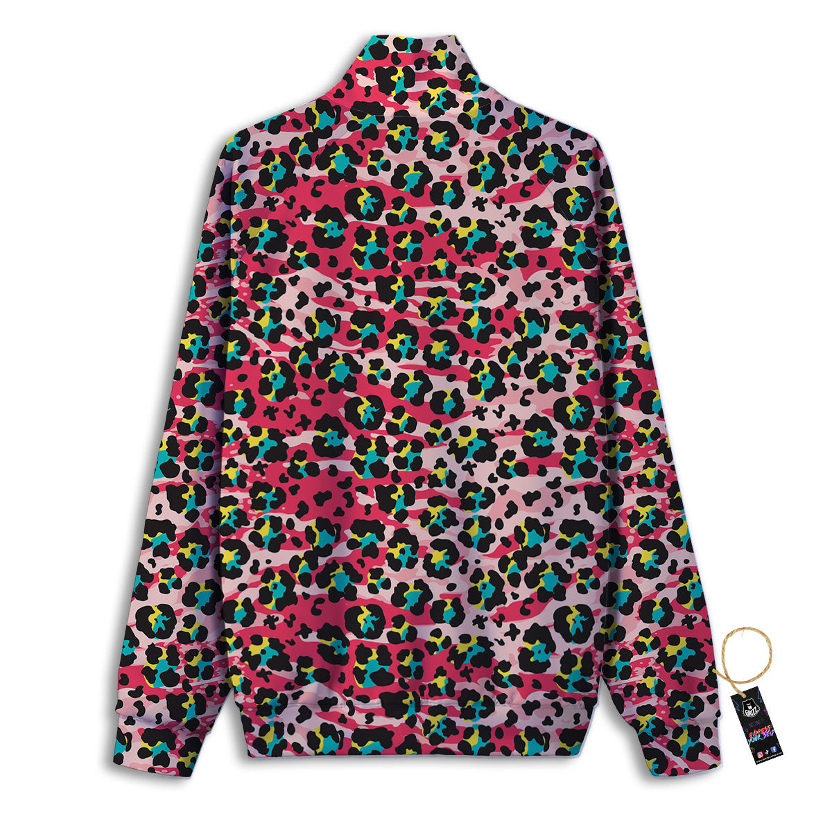 Abstract Pink Leopard Skin Print Pattern Track Jacket-grizzshop