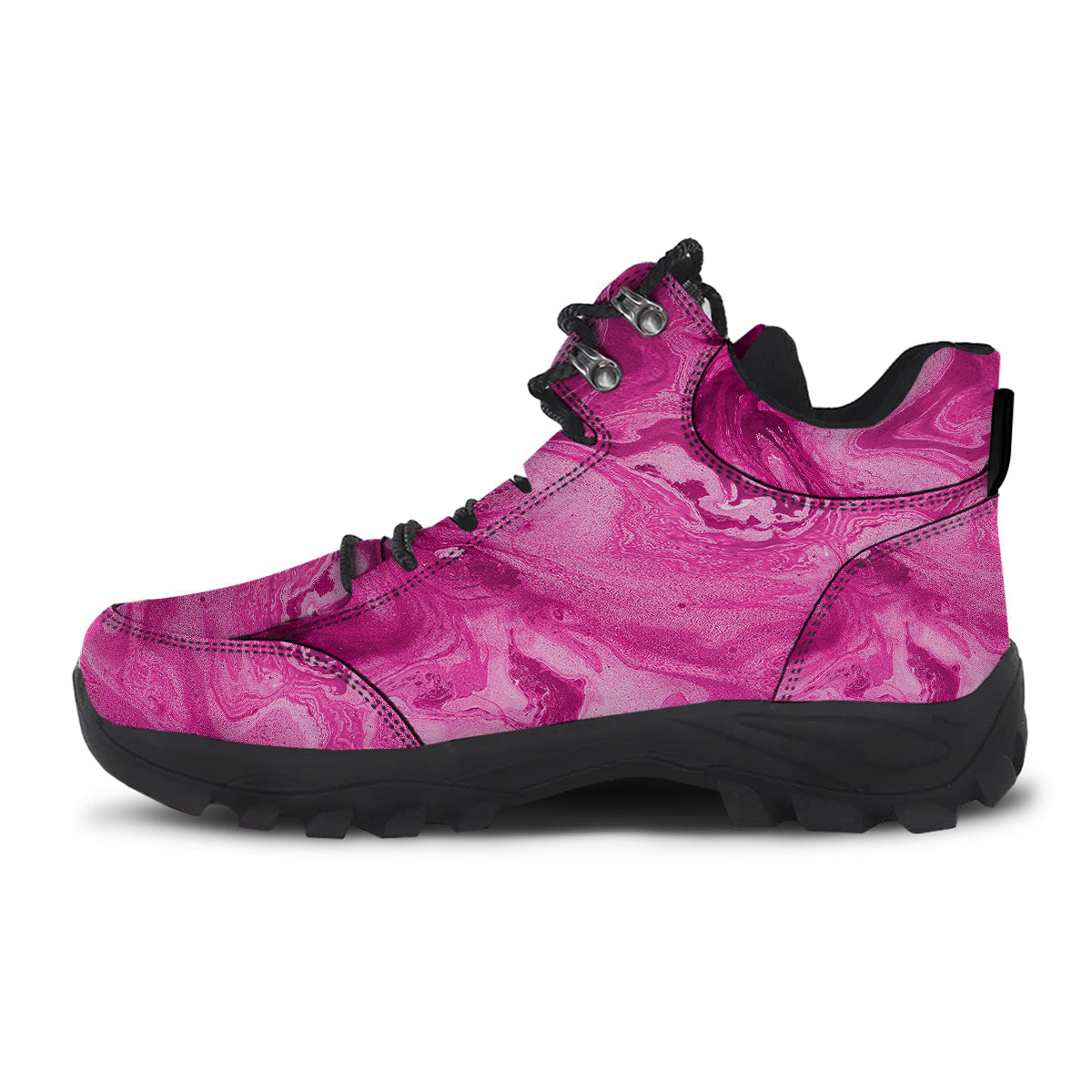 Abstract Pink Marble Print Hiking Shoes-grizzshop